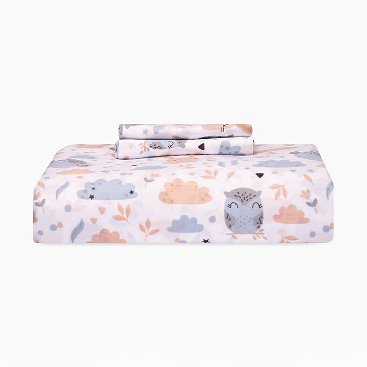 Bunnies Kids Fitted Bedsheet Set (200x120) Single 3 pieces - Grey