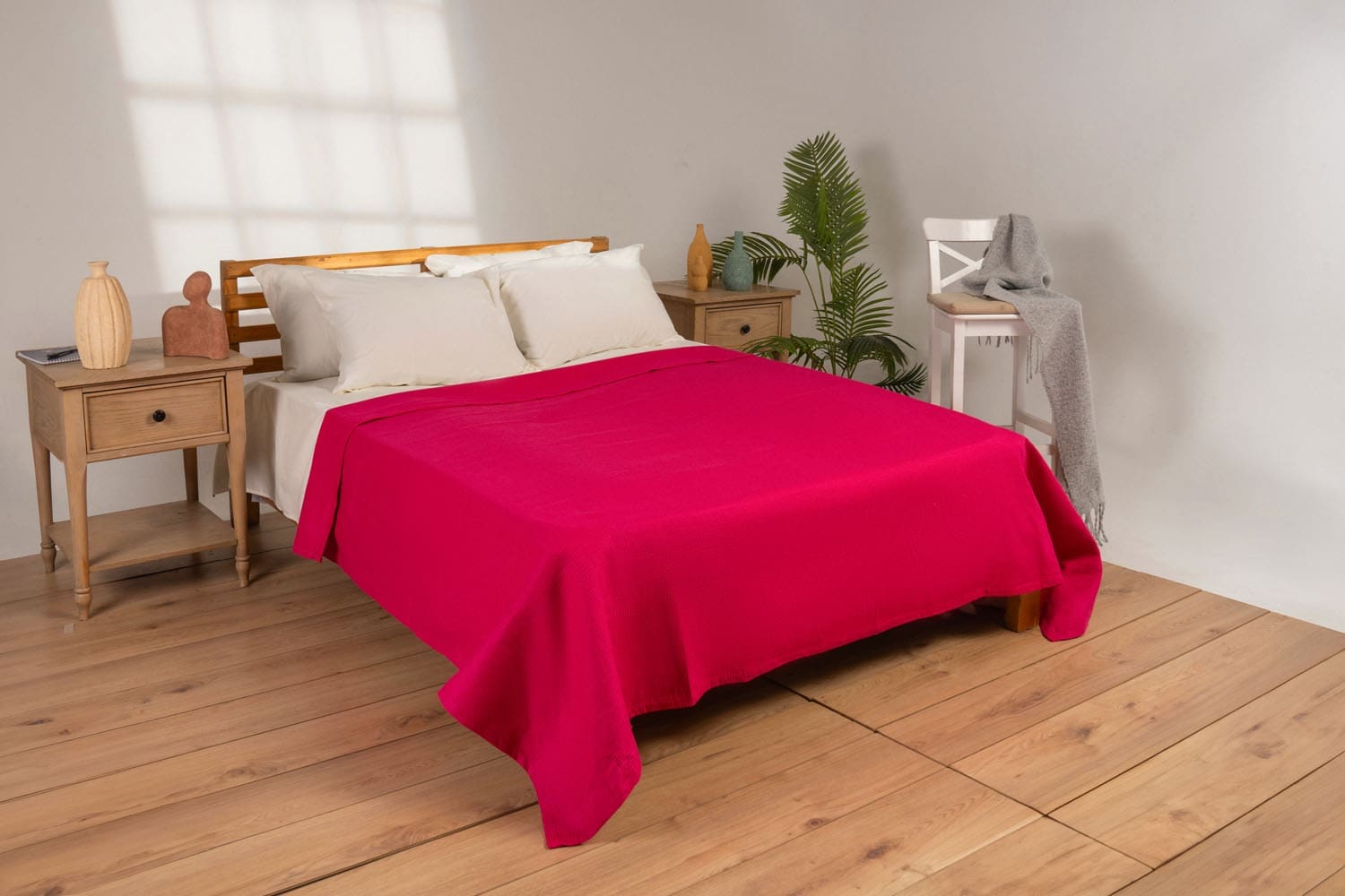 Coverlet HoneyComb 100% Cotton (240x260) Double - Fuchsia