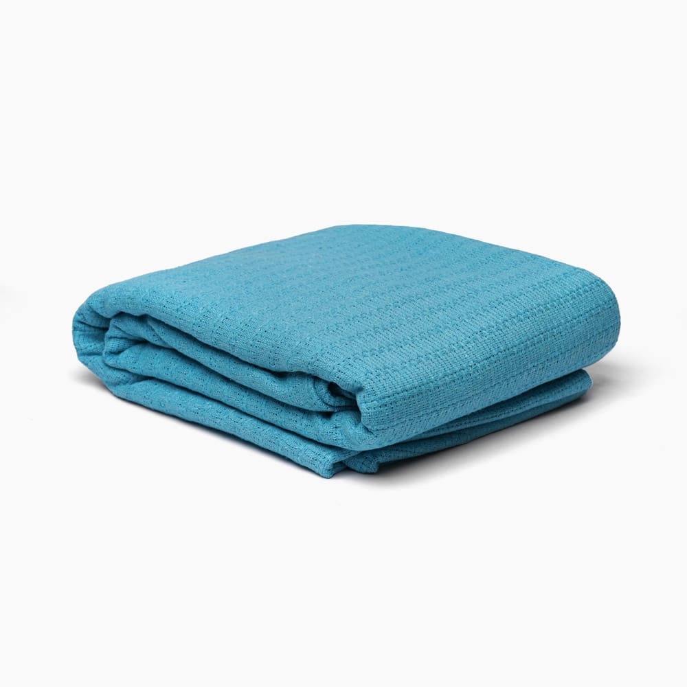 Plain Honeycomb Coverlet (240x260) Double - Turquoise
