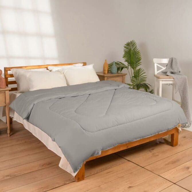 لحاف فايبر (180x230) سنجل - رصاصي فاتح