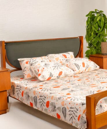 Printed Bedsheet Set Flat ( 180x240 ) Single 3 pieces - Grey