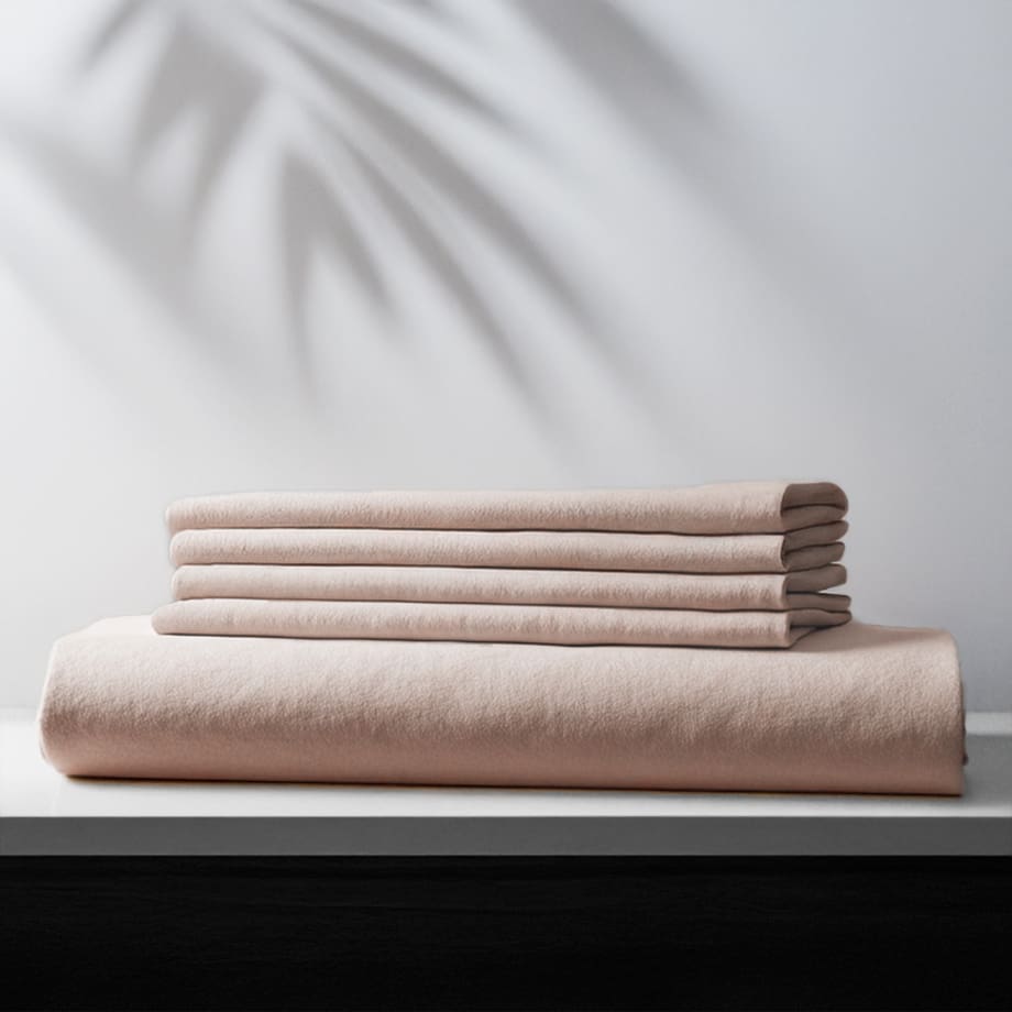Plain Fitted Bedsheet Set (160x200) Double 5 pieces - Cafe