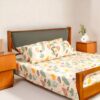 Printed Bedsheet Set Flat ( 240X260 ) Double 5 pieces - Beige