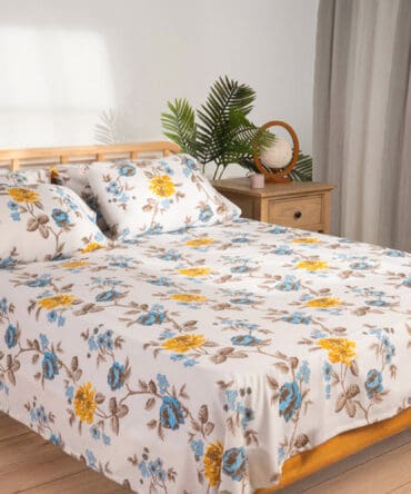 طقم ملاية مطبوعة  مسطحة (180x240) سنجل 3 قطع - تركواز