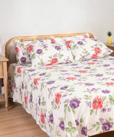 طقم ملاية مطبوعة  مسطحة (180x240) سنجل 3 قطع - بنفسجي