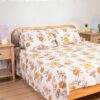 Printed Bedsheet Set Flat ( 240X260 ) Double 5 pieces - Orange