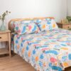 Printed Bedsheet Set Flat ( 180x240 ) Single 3 pieces - Grey