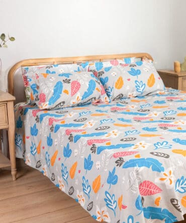 Printed Bedsheet Set Flat ( 180x240 ) Single 3 pieces - Grey