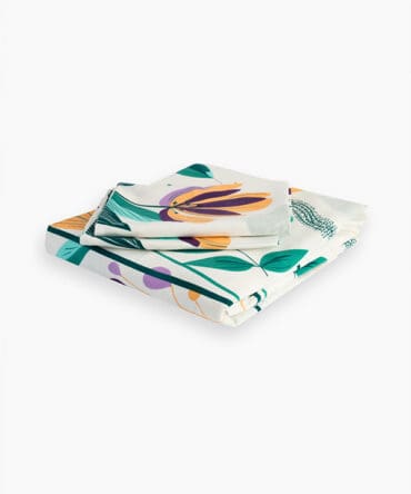 Printed Bedsheet Set Flat ( 240X260 ) Double 5 pieces - Teal
