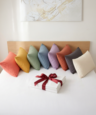 Plain 100% Cotton Flat Bedsheet  (240×260) double + Free Matching Bedsheet +Free colored 8 pillow cases