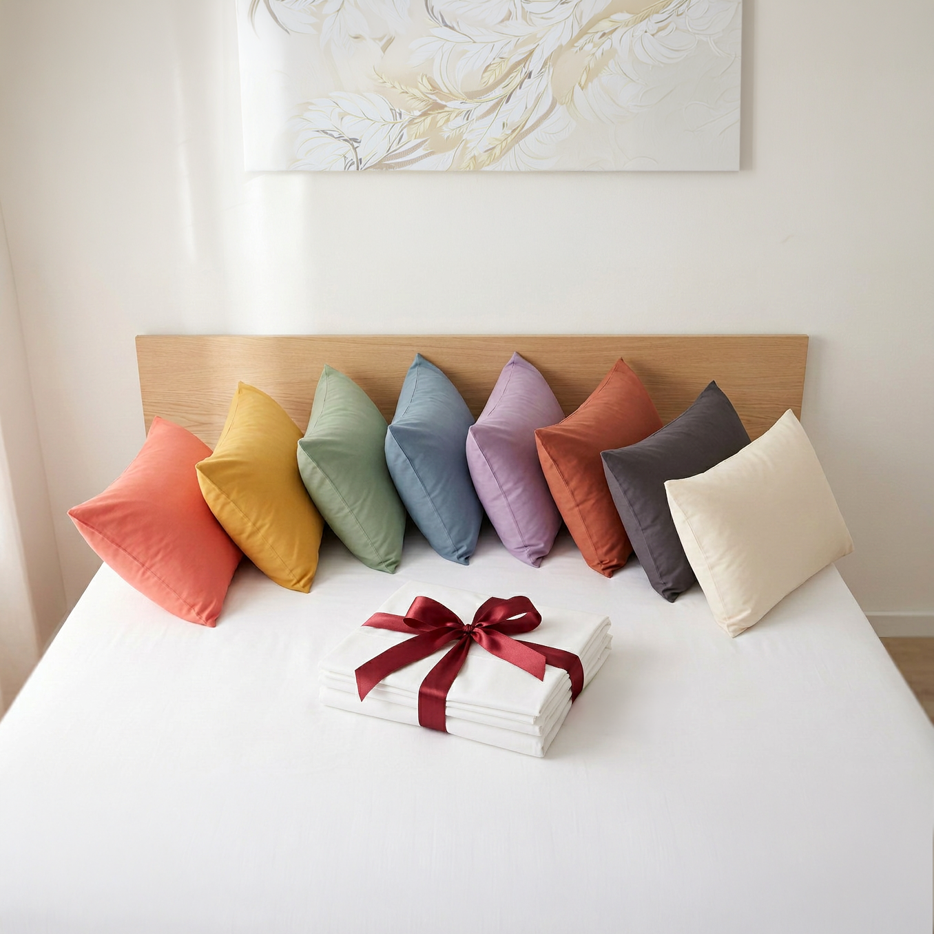 Plain 100% Cotton Flat Bedsheet (240×260) double + Free Matching Bedsheet +Free colored 8 pillow cases