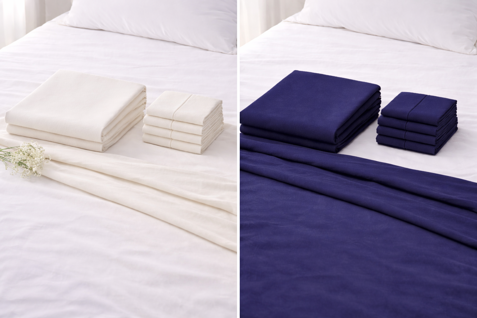 Plain 100% Cotton Flat Bedsheet Set (240×260) Double 5 Pieces + Free Matching Set - Image 4