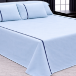 100% Cotton Flat Bedsheet Set (230×260) Double – 5 Pcs - Baby Blue x Blue Line