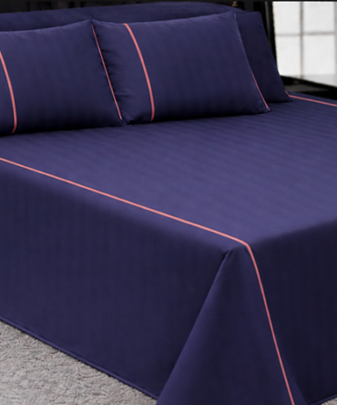 100% Cotton Satin Stripe Flat Bedsheet Set (240×260) Double – 5 Pcs