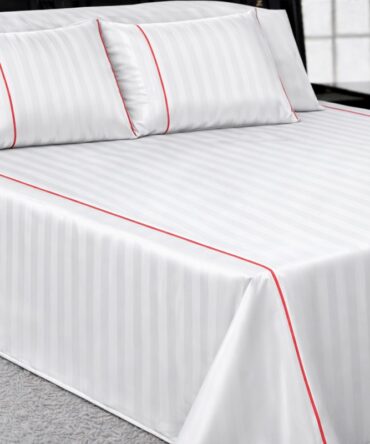 Satin Stripe Flat Bedsheet Set (240×260) Double – 5 Pcs