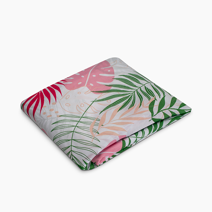 Printed Duvet Cover with Buttons - Single - Cashmere x Olive Green