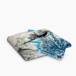 Printed Duvet Cover with Buttons - Single - Grey x Light Blue