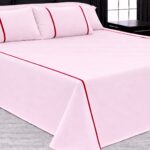 100% Cotton Flat Bedsheet Set (240×260) Double – 5 Pcs - Baby pink