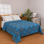 Printed Honeycomb Coverlet (180 × 240 cm) - Light Blue