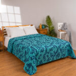 Printed Honeycomb Coverlet (180 × 240 cm) - Petroleum