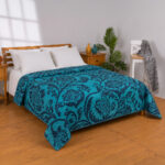 Printed Honeycomb Coverlet 100% Cotton (240 × 260 cm) - Petroleum